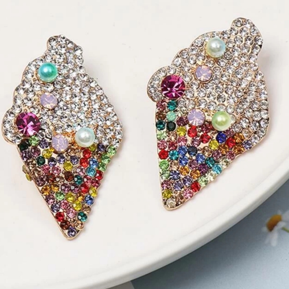 Colorful Rhinestone Earrings - Picture 3 of 6